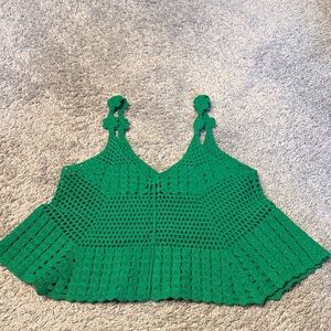 Aqua Jade Green Crochet Crop Top